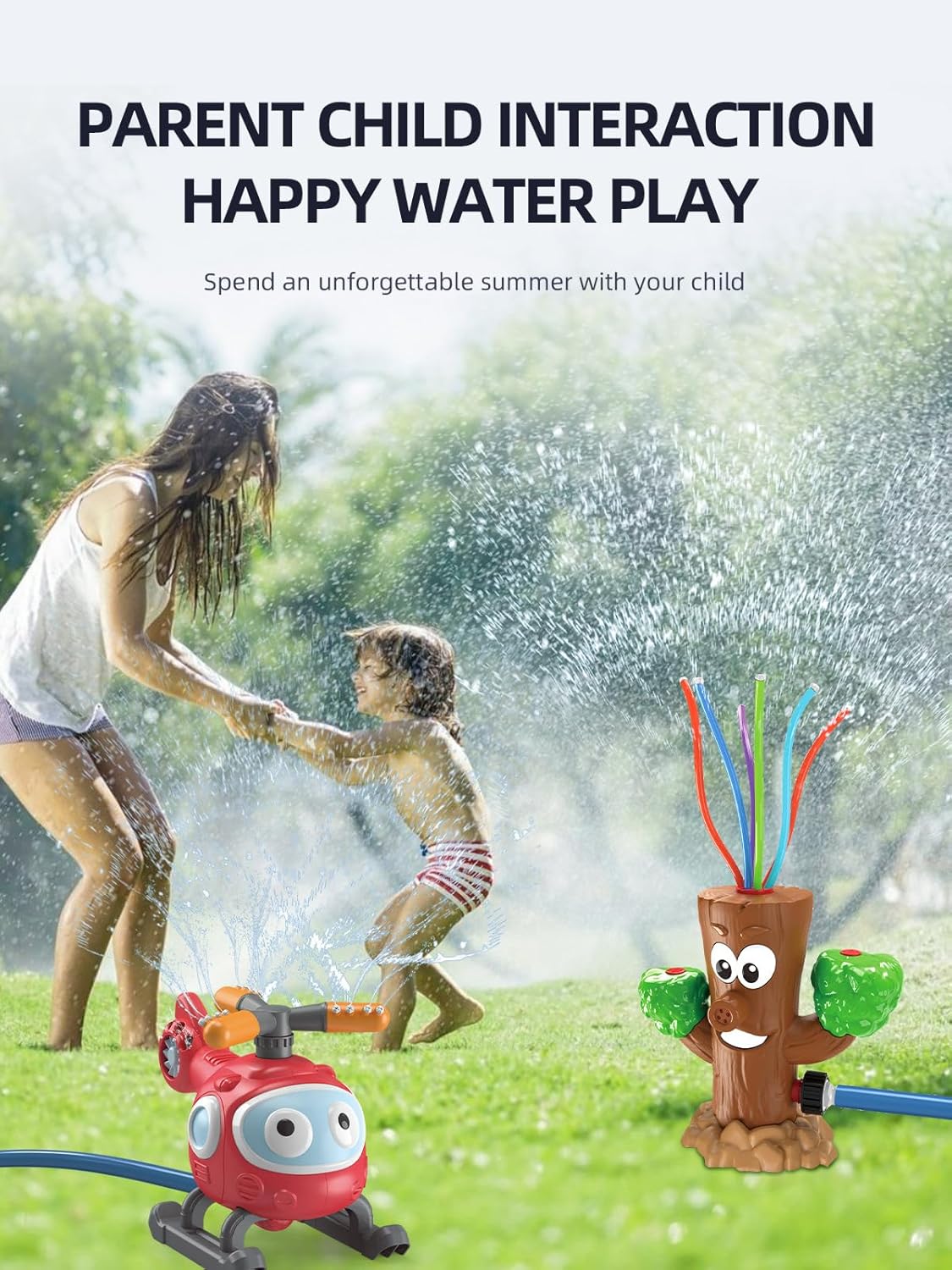 Hydrant Sprinkler for Kids Outdoor Water Game Play, Water Spray Sprinkler with Rotating Nozzle, Summer Toy Gift for Toddlers Backyard Lawn Outside (Tree,Style 2)