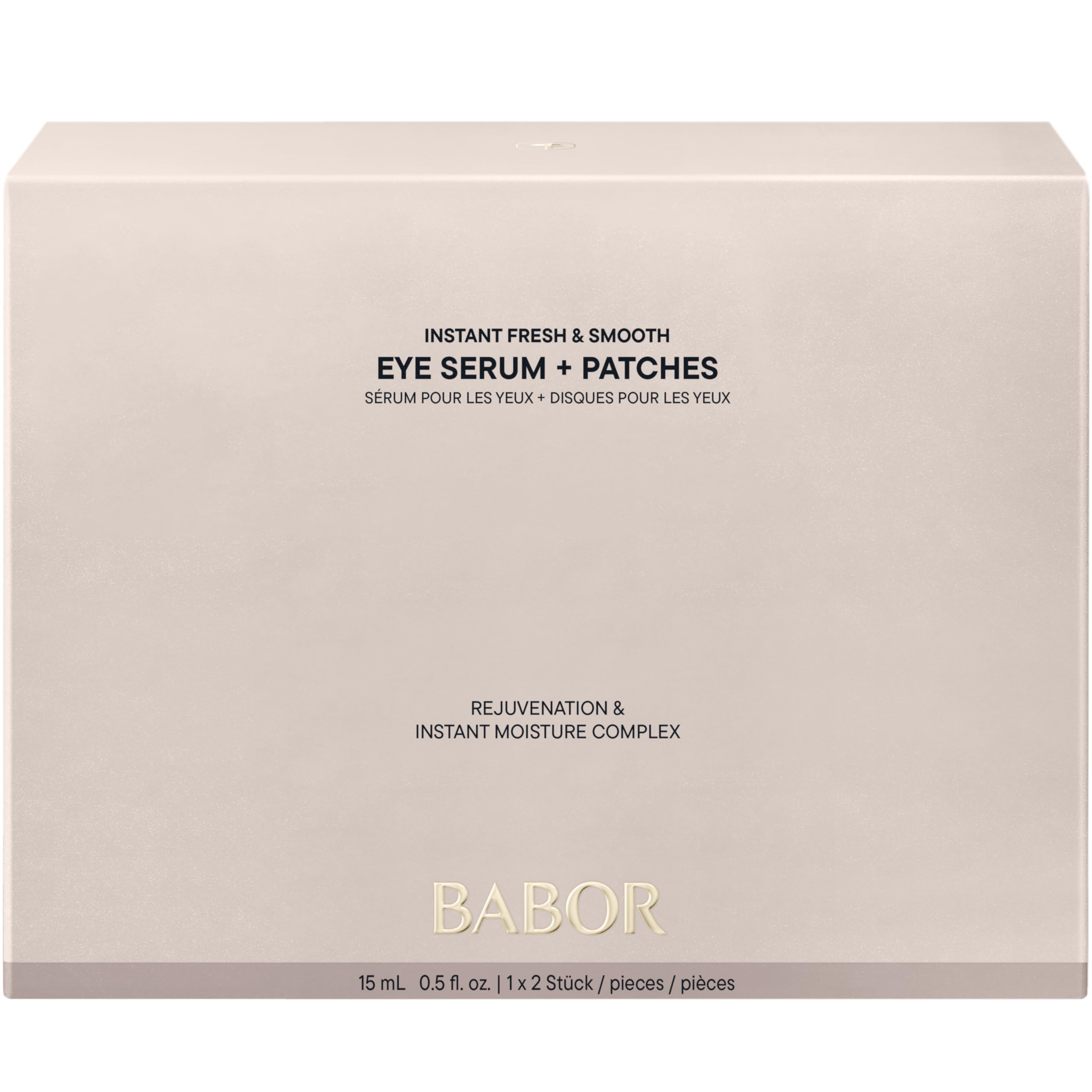 BABOR Instant Fresh & Smooth Eye Serum + Patches | Intensive Feuchtigkeit & Frische für eine glatte Augenpartie | Augenserum und Augenpads (wiederverwendbar) - 15ml Serum & 2 Eye Pads