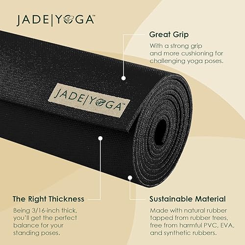 Miniatura 3 de JadeYoga Harmony Yoga Mat - Durable & Thick Gym Fitness Mat, Non-Slip Natural Rubber Yoga Mat - Home Exercise & Stretching Mat, Workout Mat - Yoga,