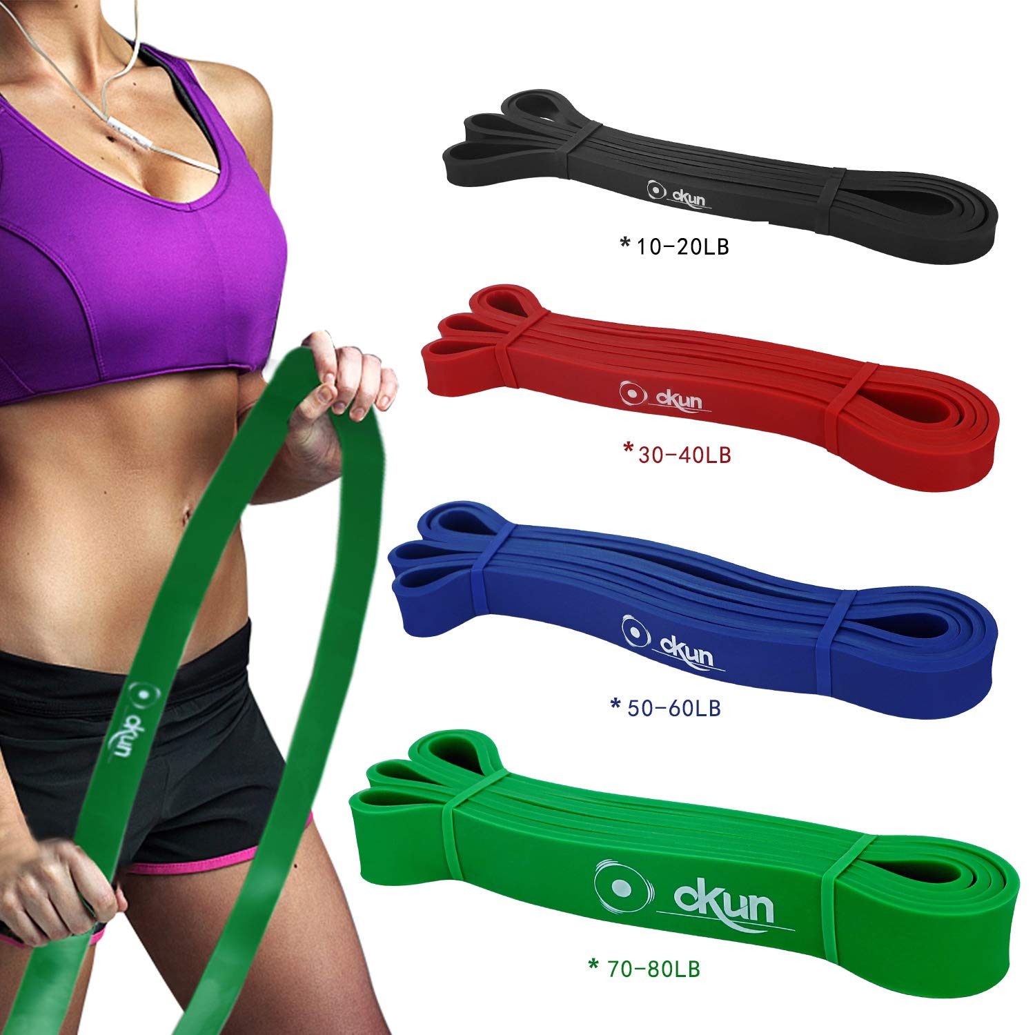 Pull Up Assistance Bands - Set of 4 Resistance Heavy Duty Workout Exercise Stretch Fitness Bands Assist Set for Body