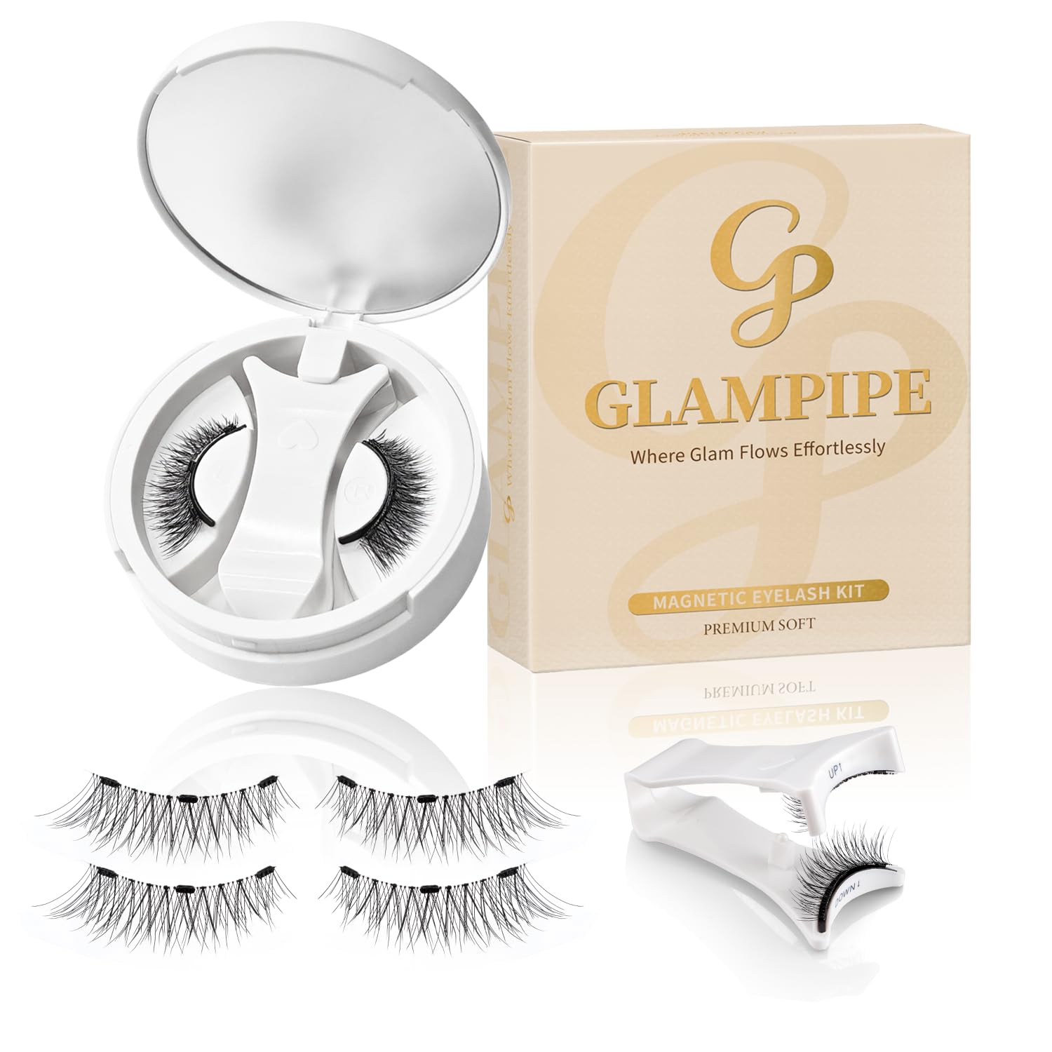 Magnetic Eyelashes Without Eyeliner Lightweight Natural Reusable False Eyelashes Soft Wispy Fluffy Magnetic Lashes for Everyday Wear