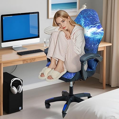 Miniatura 4 de Fundas para sillas de juegos, impresión 3D, de una pieza, ajuste universal, funda de asiento para silla de juegos con reposabrazos y funda