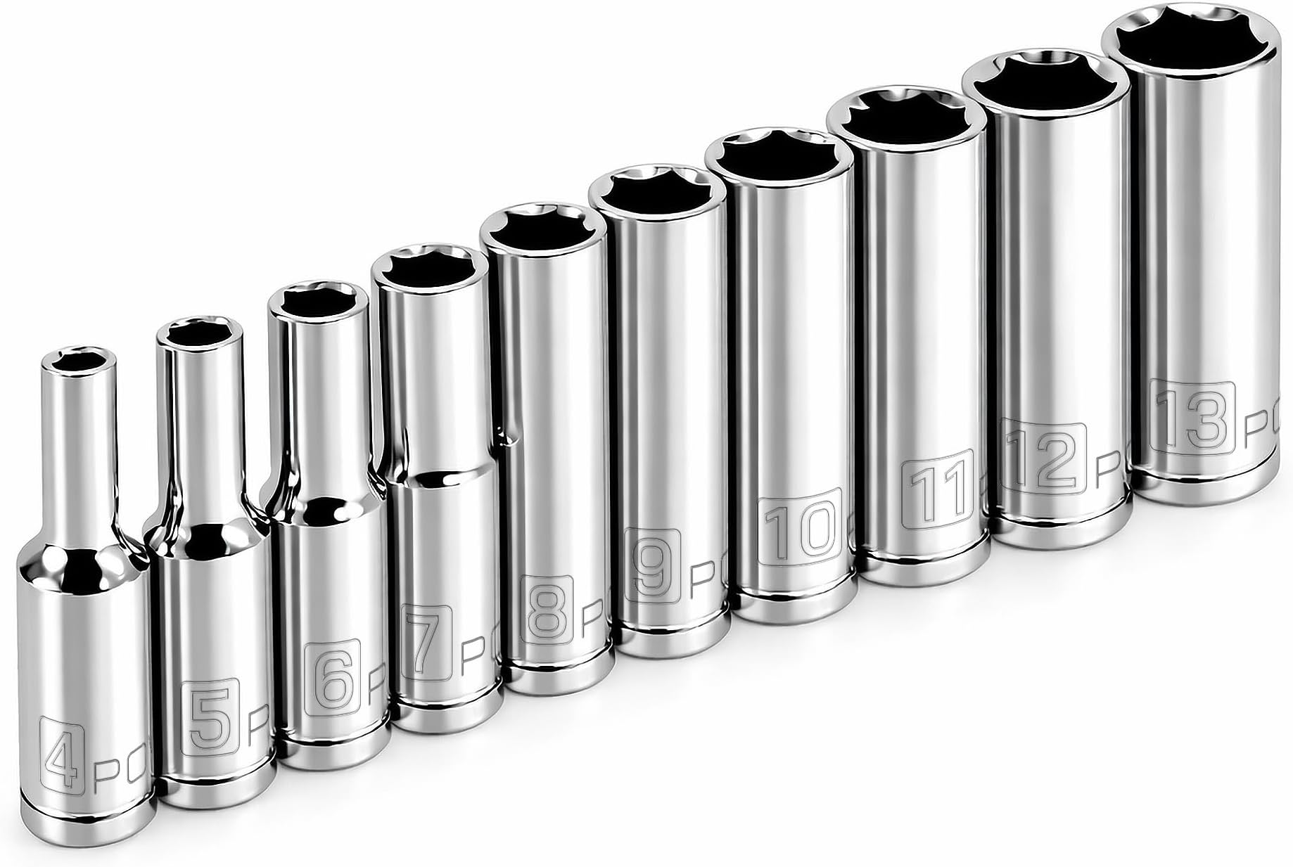 Powerbuilt 640538 1/4-Inch Drive Metric Deep Socket Set, 10-Piece