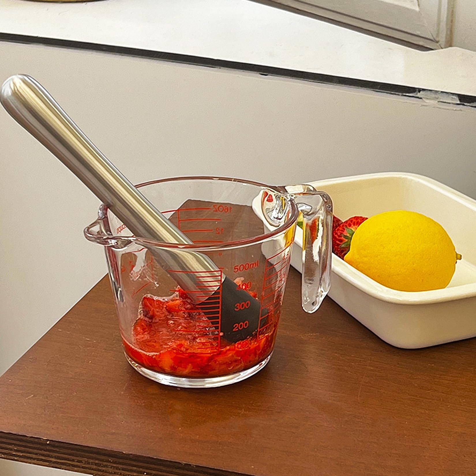 Lote de 2 morteros para cócteles con cuchara de bar, triturador de hielo de acero inoxidable y prensa para mojito – Herramientas de bartending para caipirinha, bebidas y accesorios de bar, accesorios