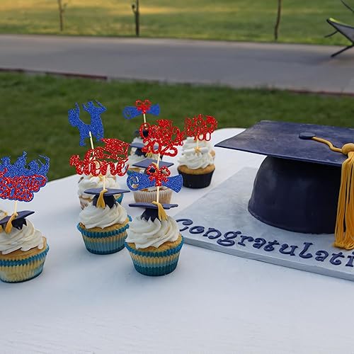 Miniatura 5 de Gyufise 24 adornos para cupcakes de graduación 2023 con purpurina para la clase de 2023, diploma de felicitaciones 2023, decoraciones para tartas,