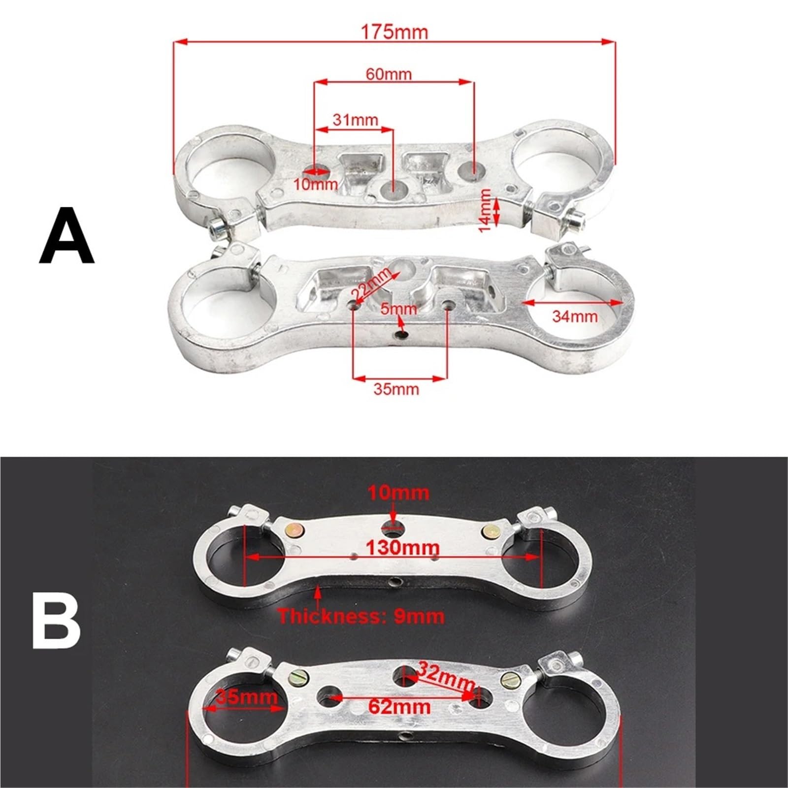 suspensión neumática trasera amortiguadores Kit Placa Conexión Superior E Inferior Amortiguador Horquilla Delantera 550 Mm Para Minimotos, Ciclomotores Motocross 2 Tiempos 49 Cc.(Green Set B)