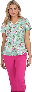 KOI Basics Leslie Women's 2-Pocket Stretch Print Top