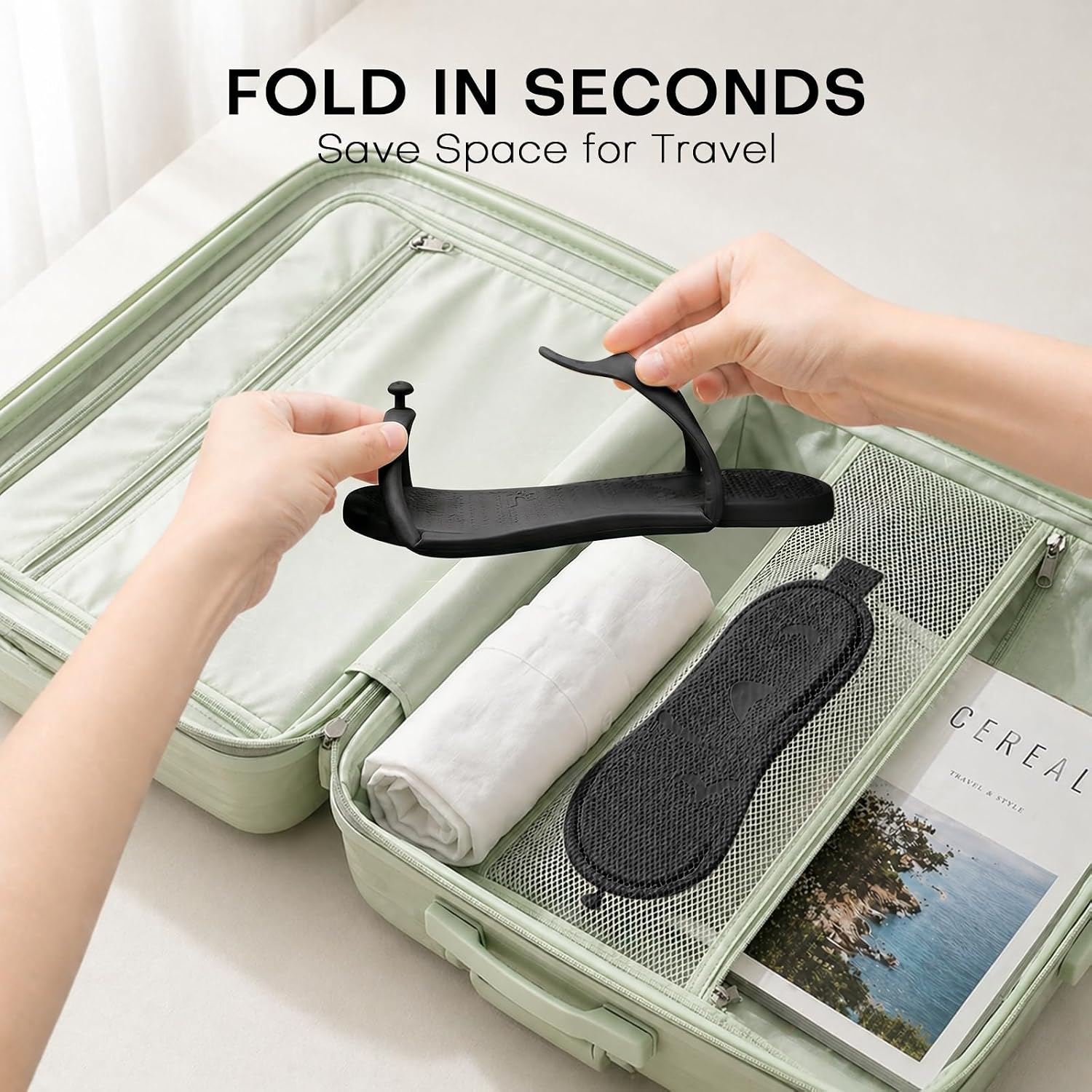 Travel Slippers for Women Men, Flodable Disposable Shower Shoes
