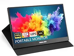 Monitor Portátil 15,6 polegadas 1080P FHD USB-C HDMI Tela de Computador IPS HDR VESA com Capa Inteligente Alto-falantes Duplos para Laptop PC Mac Celular PS4/5 Xbox etc.