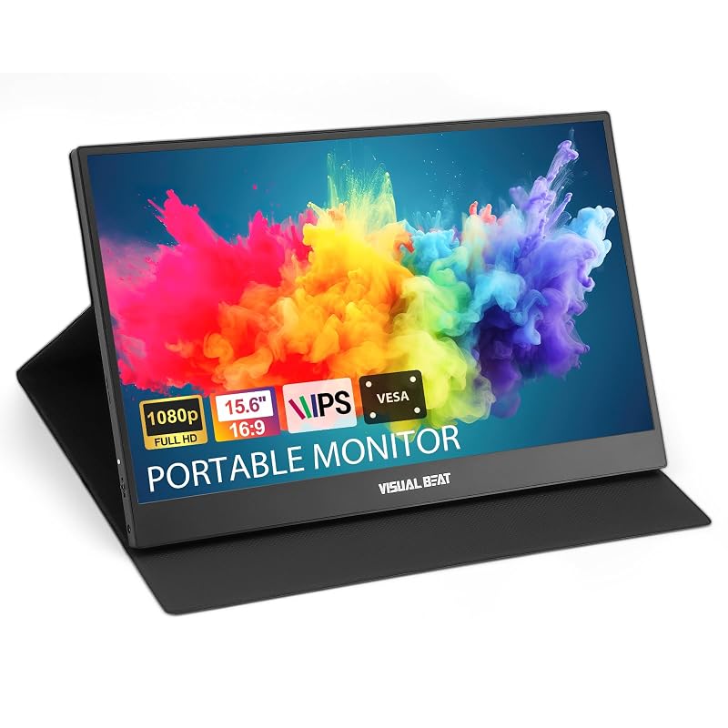 Monitor Portátil 15,6" Full HD 1080P, IPS 100% sRGB, USB-C e HDMI, Capa Suporte, VESA, para Notebook, PC, Mac, PS5, Xbox e Switch