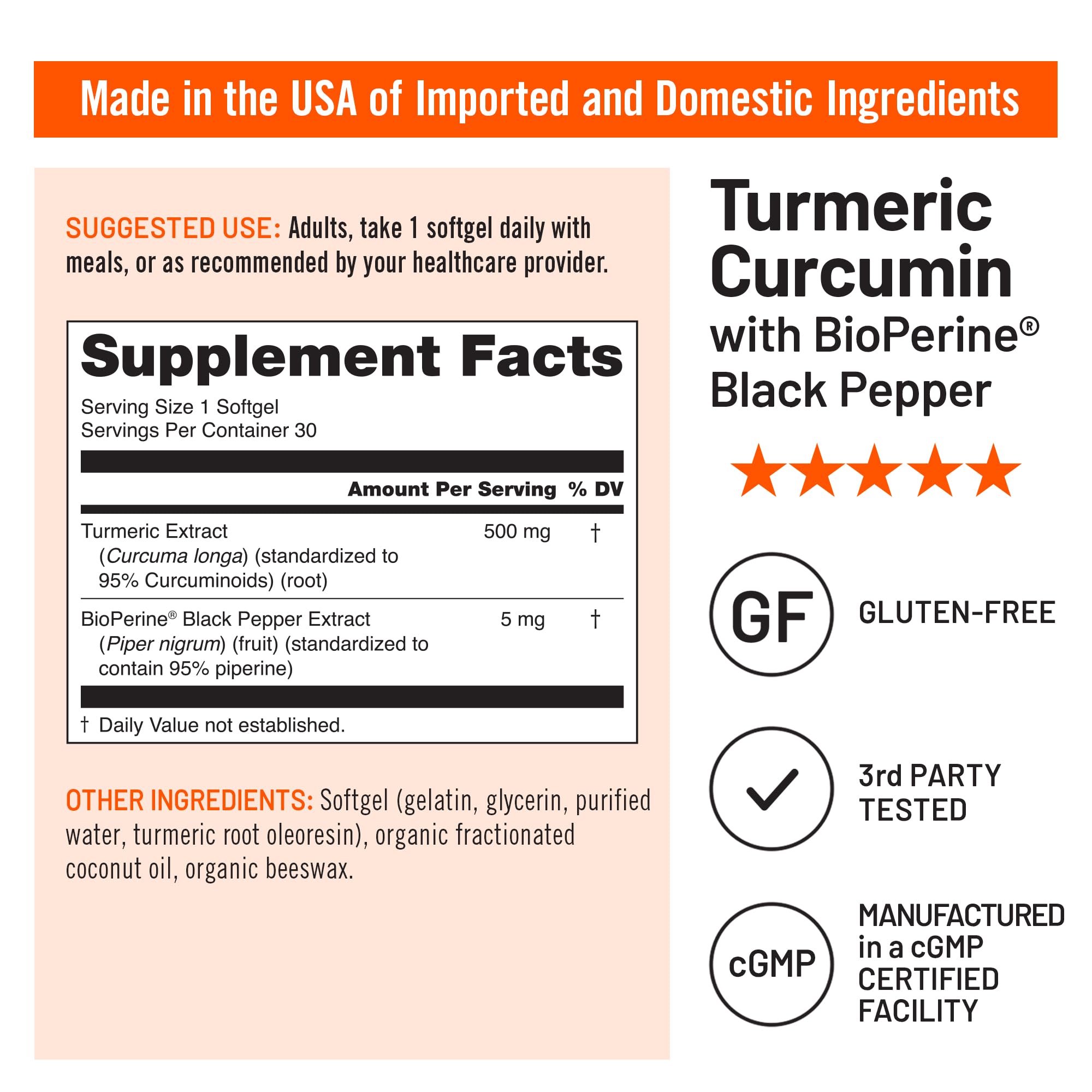 NatureWise Turmeric Curcumin 500mg Supplement with BioPerine, 30 Softgels — Amazon image 4