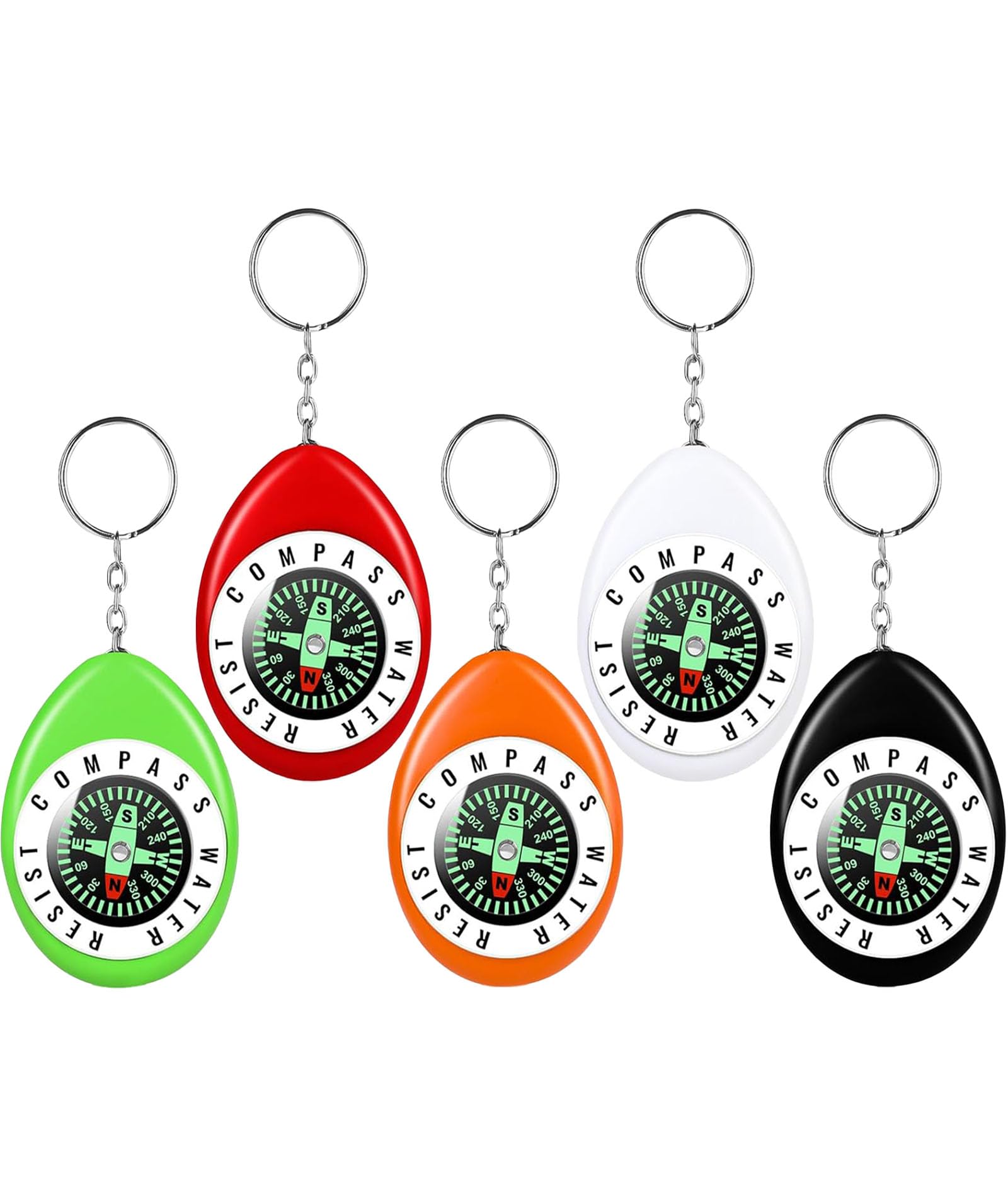 5PCS Compass Keychain, Compass for Directions, Outdoor Travel Essential, Colorful Set for Key Rings and Bags, Compact Design for Camping and Hiking Activities, White Black Blue Red Green-image-45