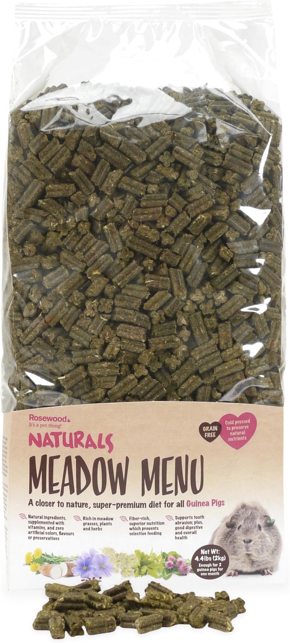 Naturals Meadow Menu, Guinea Pig Food, 2kg