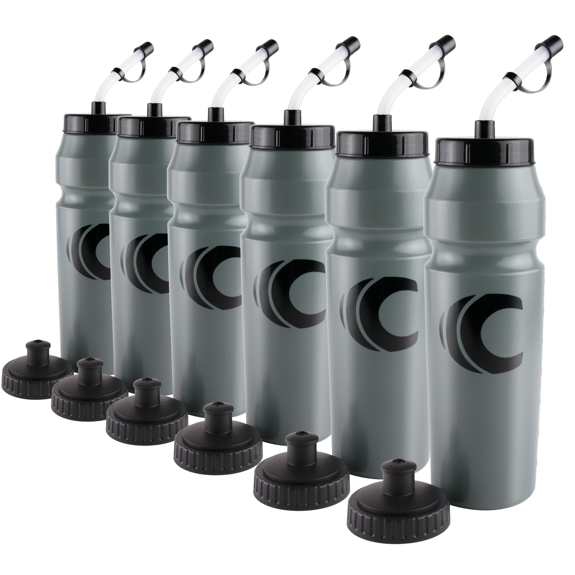 Cannon Sports 1 Liter Sports Water Bottles, BPA-Free, 6-Pack (Gray)