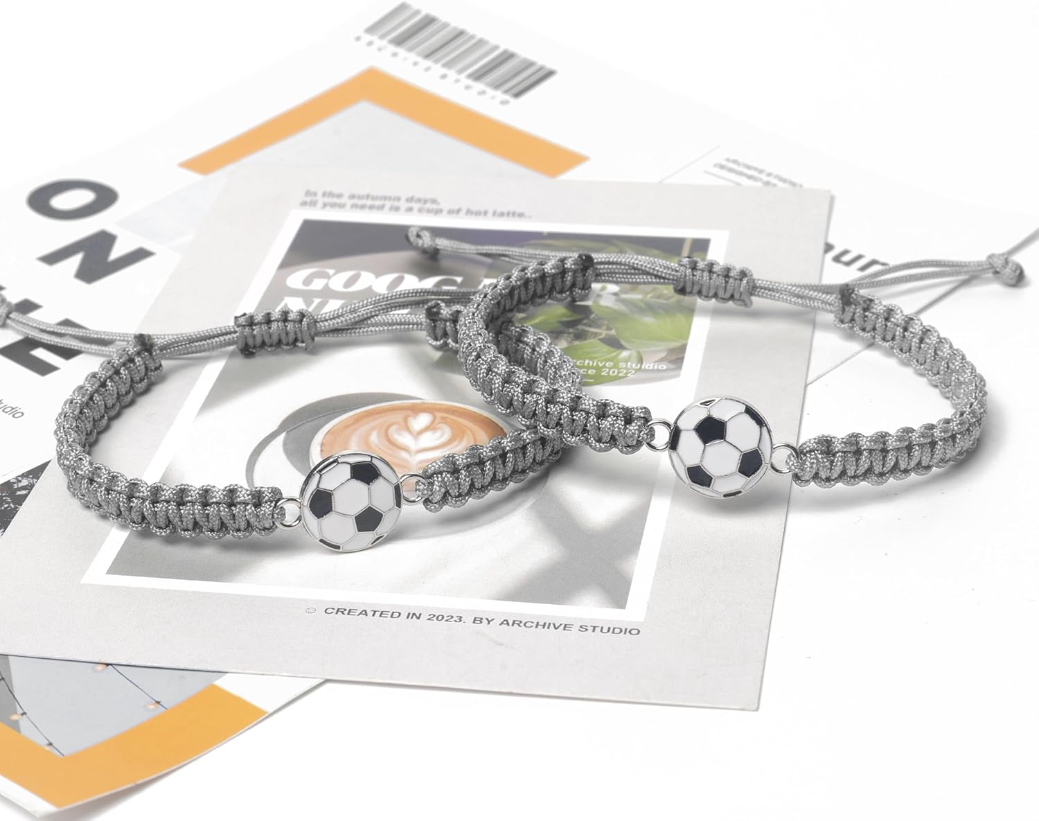 Soccer Bracelet - Adjustable Woven Jewelry with Alloy Soccer Charm, Perfect Sports Accessories and Friendship Gifts for Team Players - Image 2