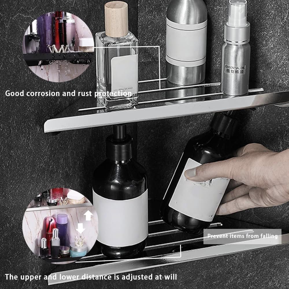 Melairy Badkamer Hoek Planken Douche Plank Hoek Plank Geen Boren Douche Mand Caddy Douche Organizer Opslag Hoek Rvs Wandmontage