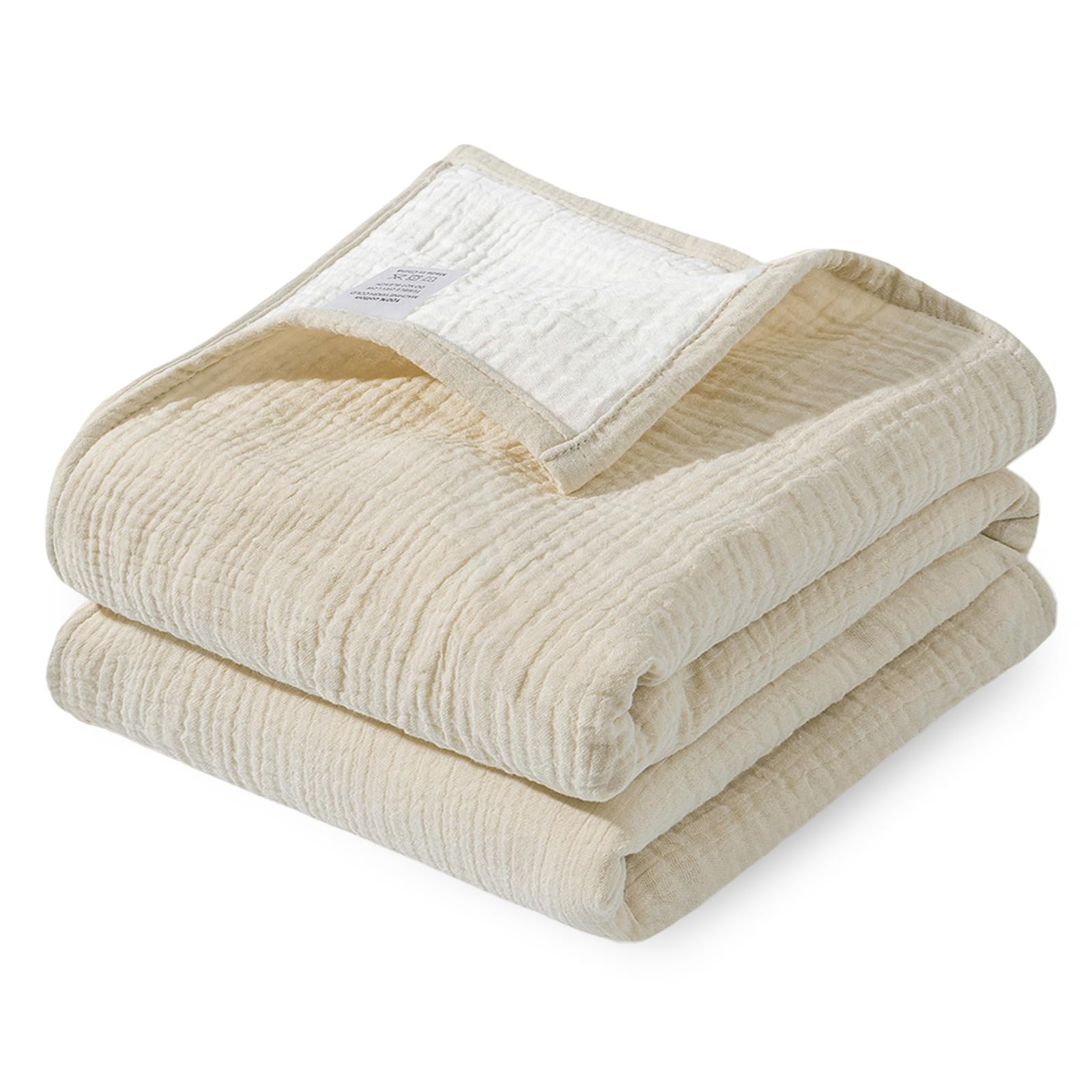 Cotton Muslin Blanket for Newborns, 90 x 90cm Breathable Unisex Infant Receiving Blanket, Swaddle Cloth Wrap Blankets for Kids (Khaki)