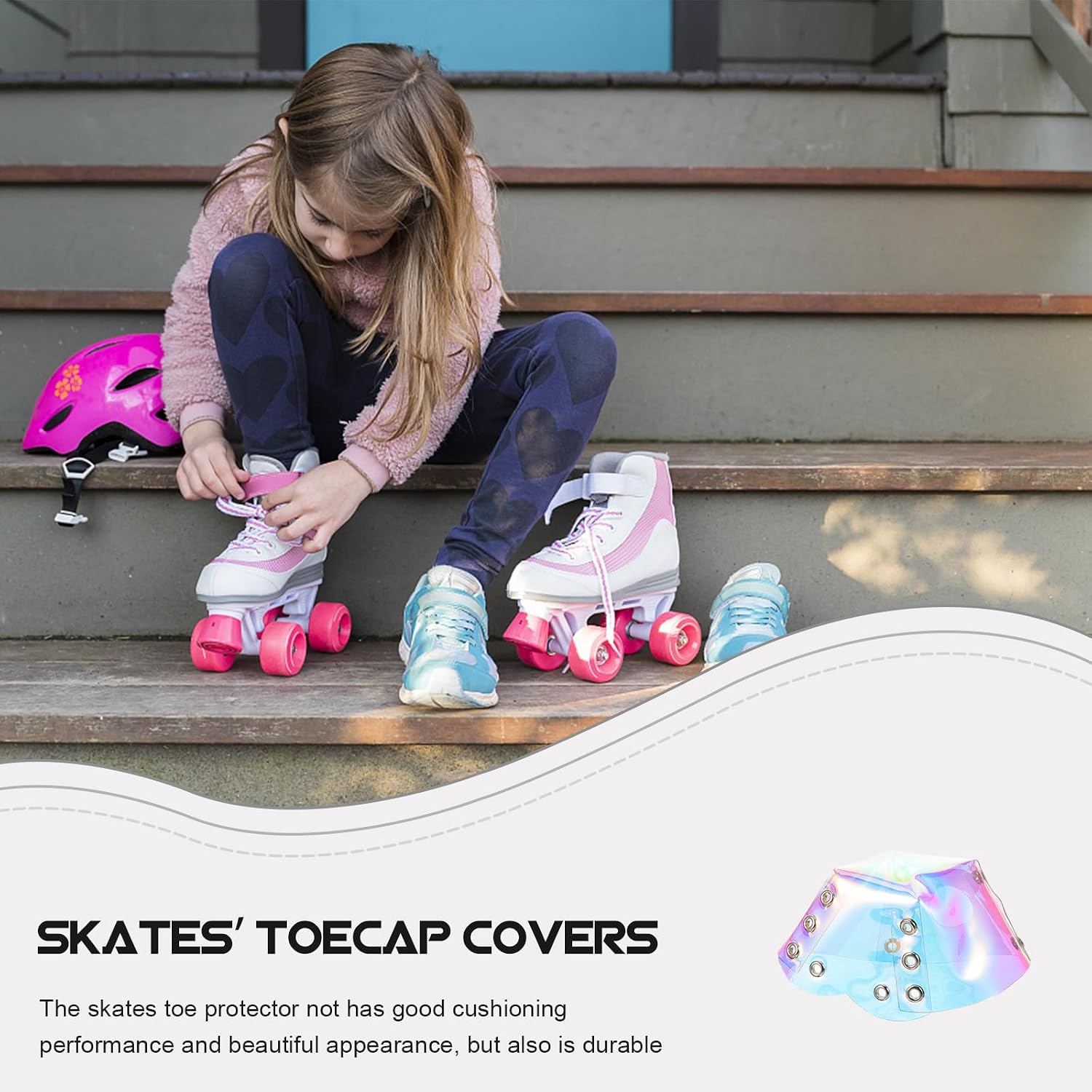 Roller Skates Toe Guards Protective PVC Covers 1 Pair Iridescent Skate Toe Caps Accessories