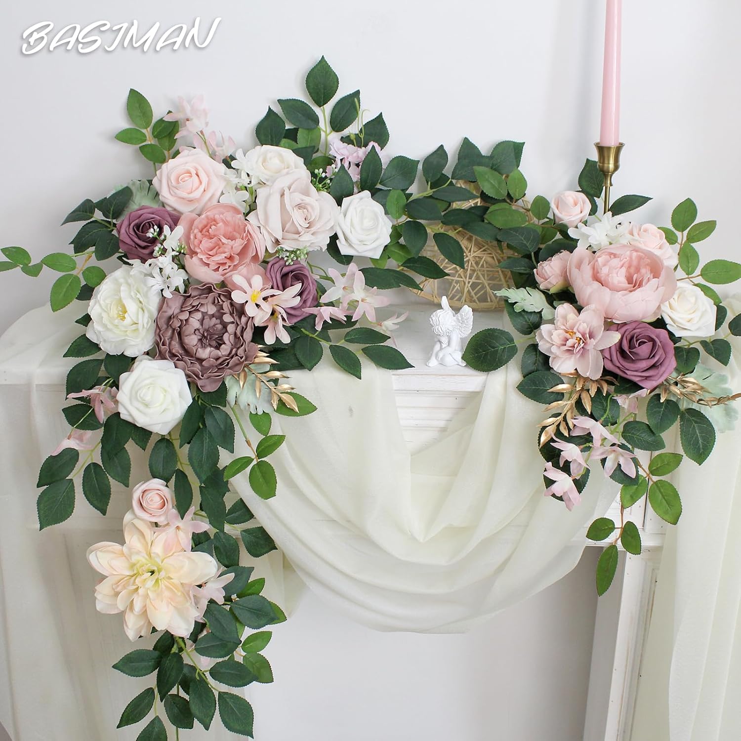 Arch Flowers with Drapes Kit (Pack of 3) for Wedding Ceremony Arbor and Reception Backdrop Decoration Wedding Welcome Signs Floral Birthday Party Decoration