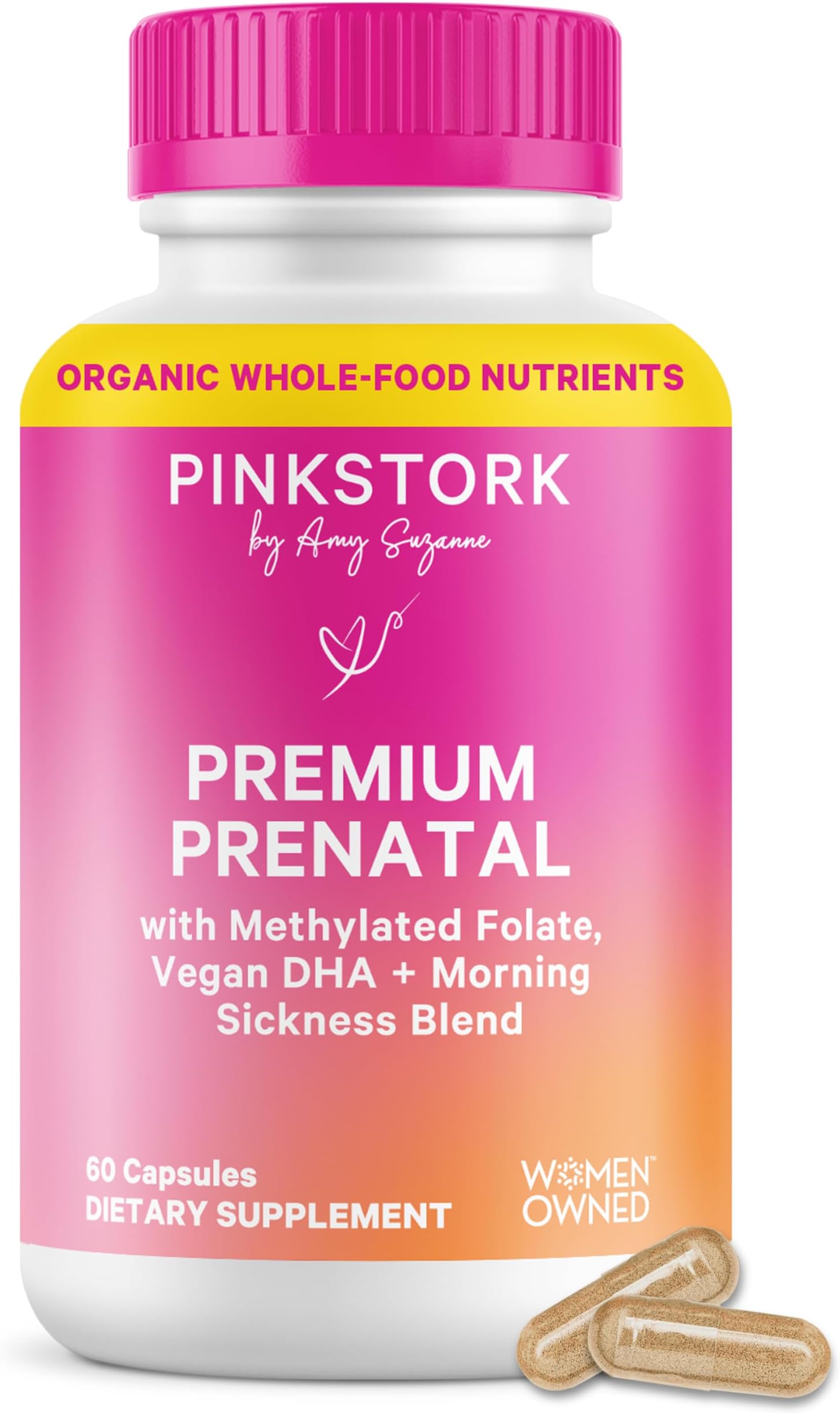 Premium Prenatal Vitamins for Women | Methylated Folate, Choline, Iron, Vegan DHA | Doctor-Formulated Prenatal Vitamin | Organic Whole-Foods & Probiotic | Gentle on Stomach, 60 Count