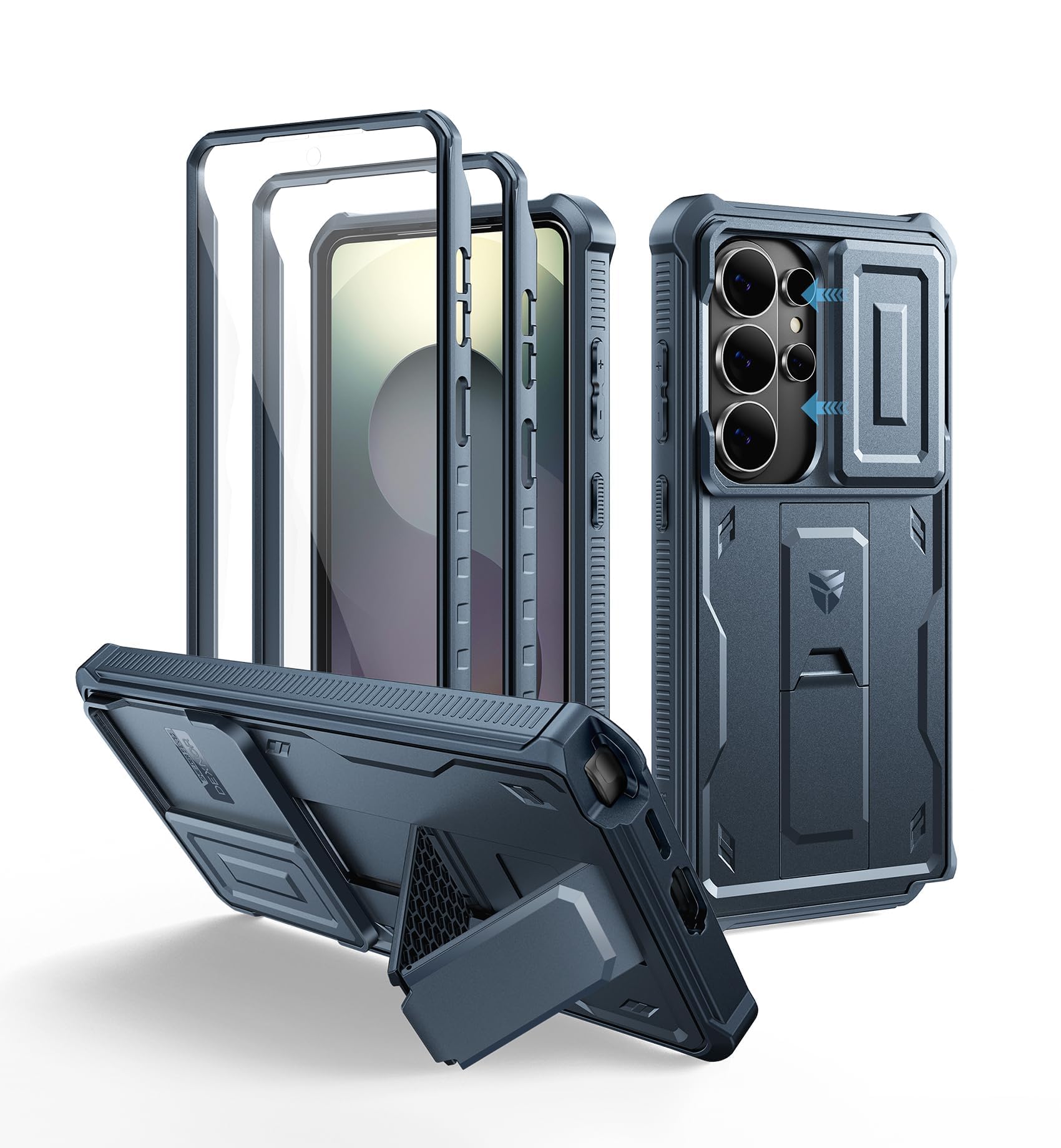 Dexnor for Samsung Galaxy S26 Ultra Case with Upgraded Slide Camera Cover &amp; 2 Front Frames &amp; Built-in Screen Protector &amp; Kickstand, Heavy-Duty Rugged Case Full-Body Protective Cover(2026),Navy Blue