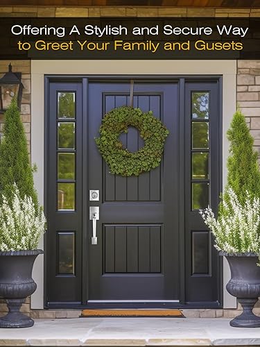 Miniatura 34 de Manija negra para puerta delantera, juego de manijas de puerta de entrada sin bloqueo, manija de puerta exterior negra, juego de manijas de puerta