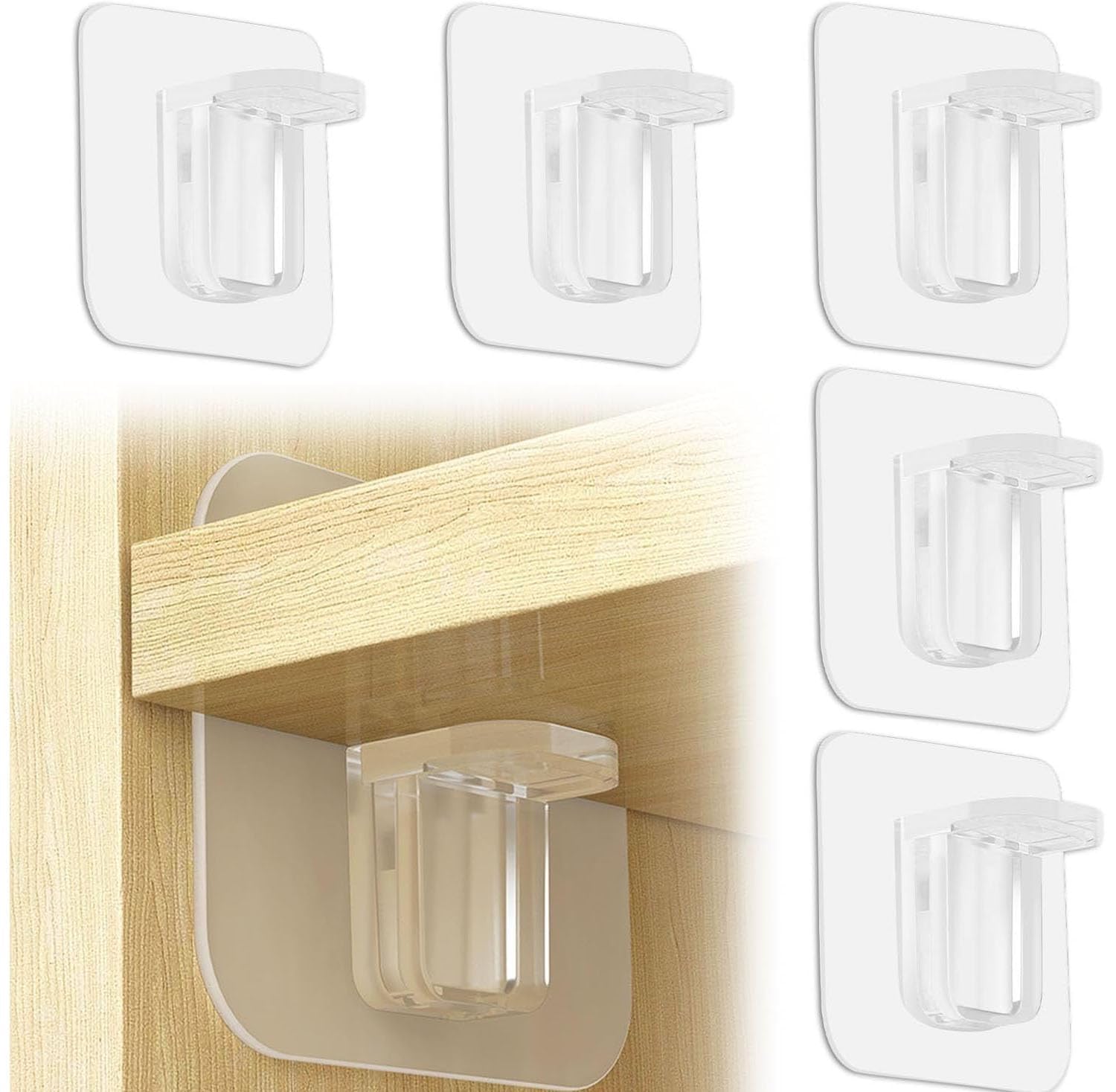 Shelf Support Pegs - 20 Pcs Self-Adhesive L-Shaped Support Bracket for Furniture Cabinet Closet Bookcase