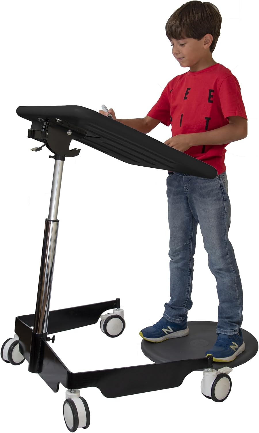 KORE Design Kids Sit-Stand Mobile Student Desk, Height Adjustable Rolling Workstation, Mobile Standing Desk, Portable Small Standing Table on Wheels for Study, Art, Homework, Kid Furniture, Black