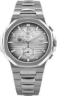 Renaissance Chrono 1670 - Ø 40 mm - Herren Uhr - Wasserdicht - Uhr mit Saphirglas - Armband Silber - Zifferblatt Silber - Schweizer Quarzwerk