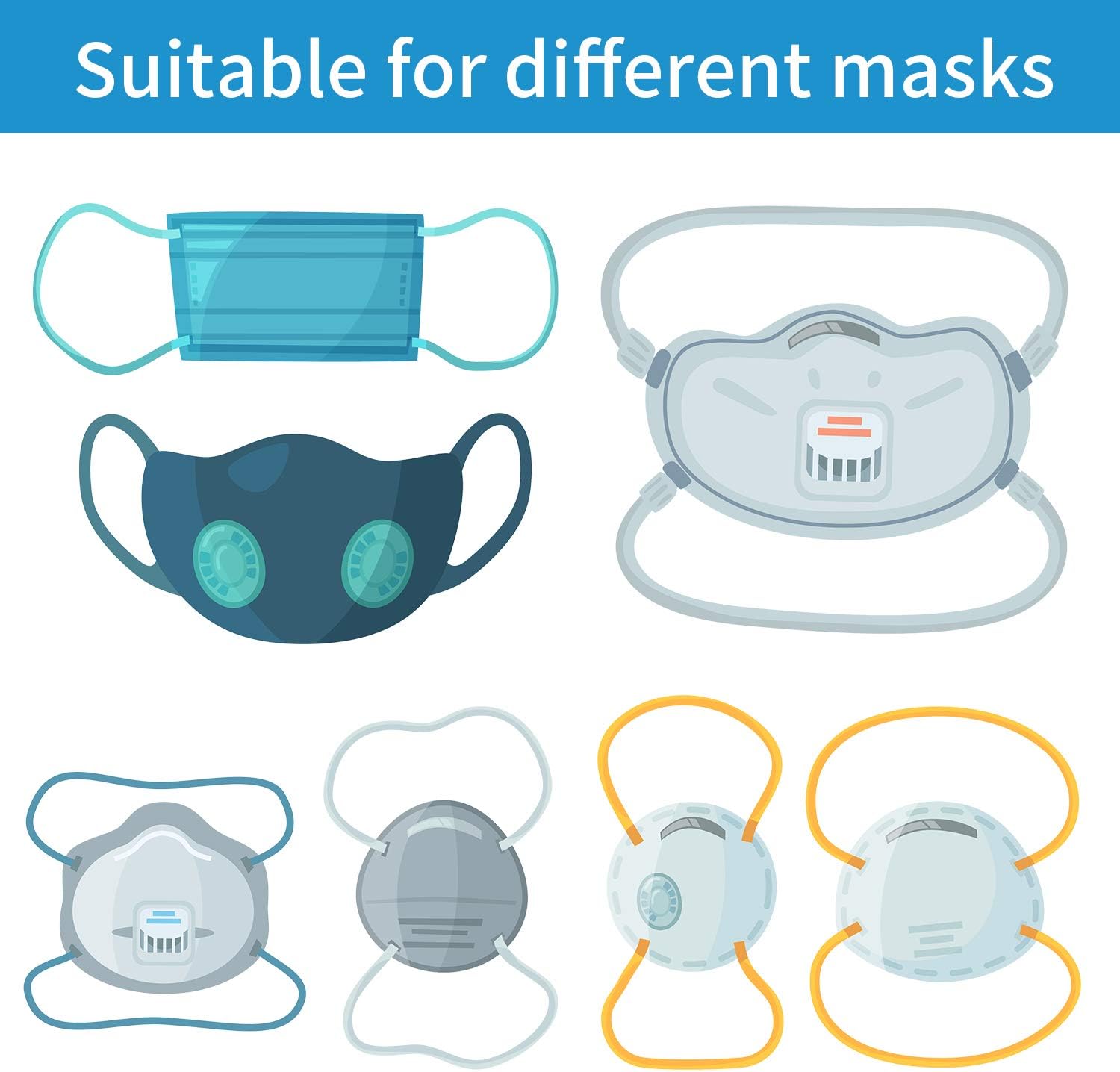 WILLBOND 30 Pcs Mask Extenders Straps for Face Masks, Mask Holders to Protect Ears, Adjustable Anti-Slip Pain Relieved Cord Extension Buckle Protector for Relieving Long-time Wearing Pressure Pain