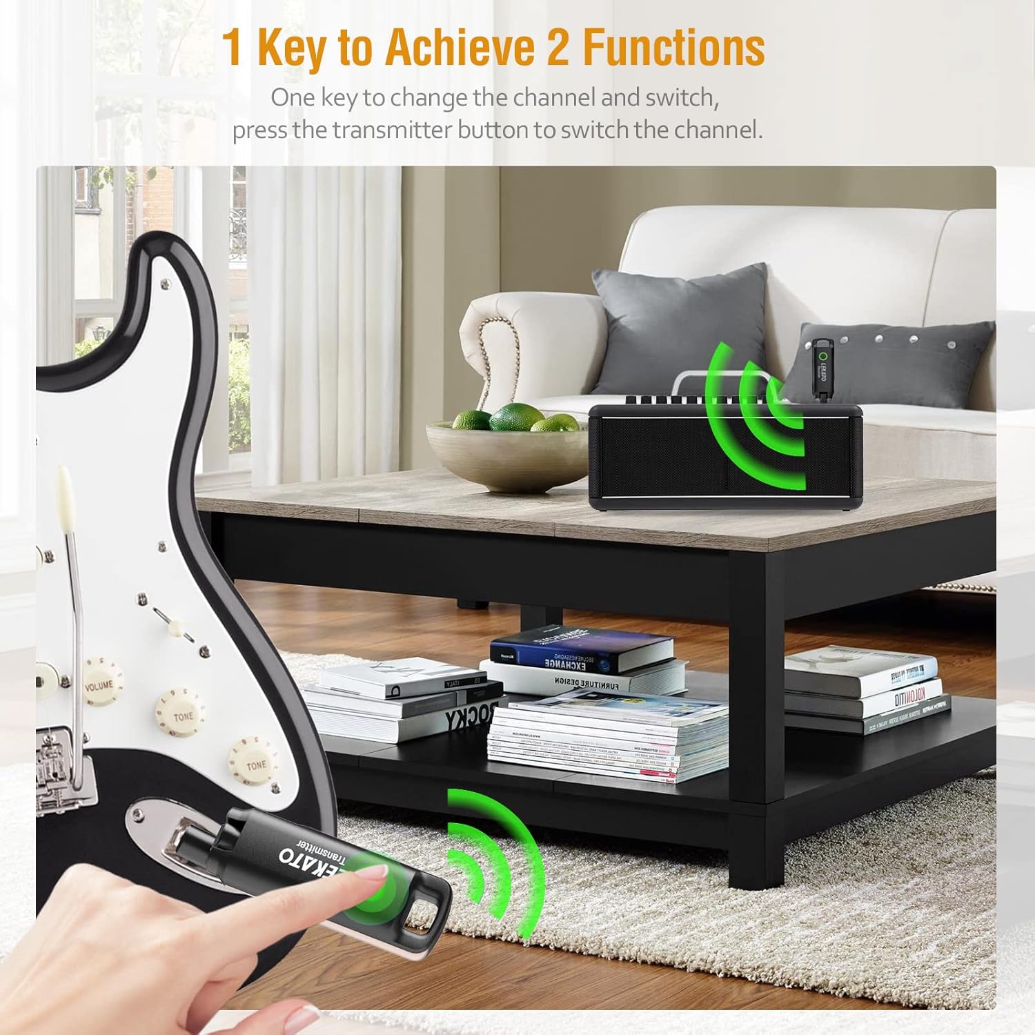 LEKATO Wireless Guitar System UHF Wireless Guitar Transmitter Receiver with 70 Channels Rechargeable Guitar Wireless for Electronic Instrument Guitar Amp Digital Electric Bass Guitar Accessories : Musical Instruments