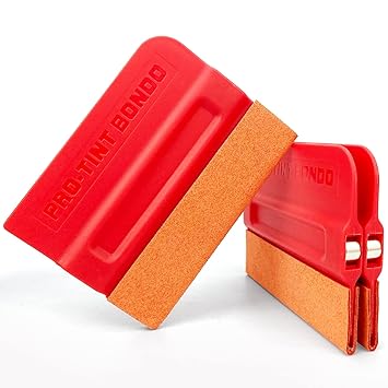 GUGUGI CARTINTS 4 Inch Magnet Vinyl Squeegee Suede Felt Edge Squeegee Film Squeegee Auto Vinyl Wraps Tools Window Tint Applicator 2 Pack (Black+Blue)