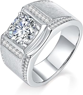 2 Carat LAB Grown Diamond Engagement Ring for Men IGI Certified DE Color VVS Clarity Mens Wedding Rings 925 Sterling Silver Diamond Ring Men Jewelry Size 7-11.5