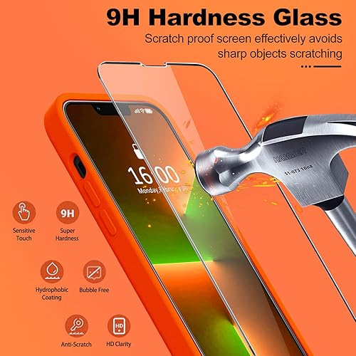 Miniatura 615 de BossKiss Funda compatible con iPhone 14 Pro, silicona mejorada [protección de cámara] [2 protectores de pantalla 9H], forro interior de microfibra