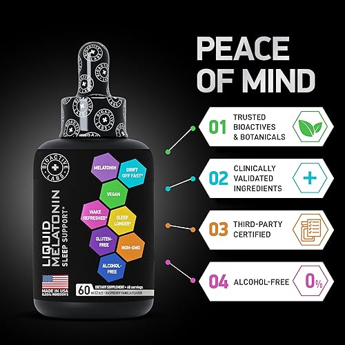 Miniatura 3 de Melatonina líquida 3mg Ayudas para dormir para adultos y niños  Gotas de melatonina liposomal para dormir rápido  Adultos y niños Sublingual