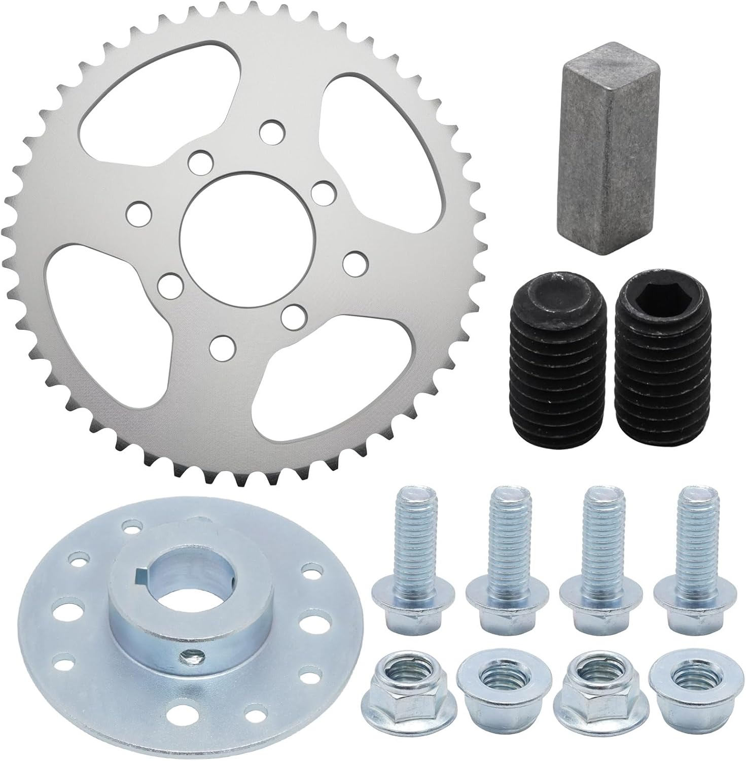 48T Sprocket and Kart Sprocket Hub with 1 inch Hole 1/4 inch Keyway, Replacement for Go Kart Cart Predator 212cc 196cc 6.5hp Engine, Replaces 40 41 420 Chain