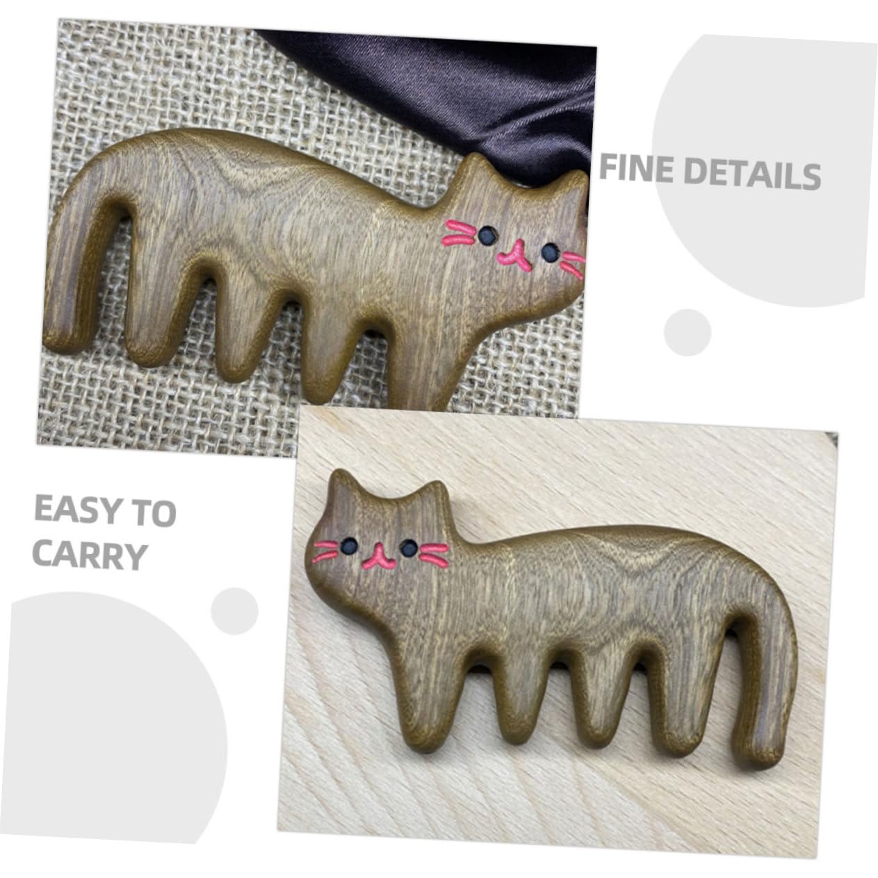 3 Ensembles Peigne Forme De Chat Lot De Peignes À Large Dents Pour Massage Pour Types De Cheveux 2 Pièces * 3