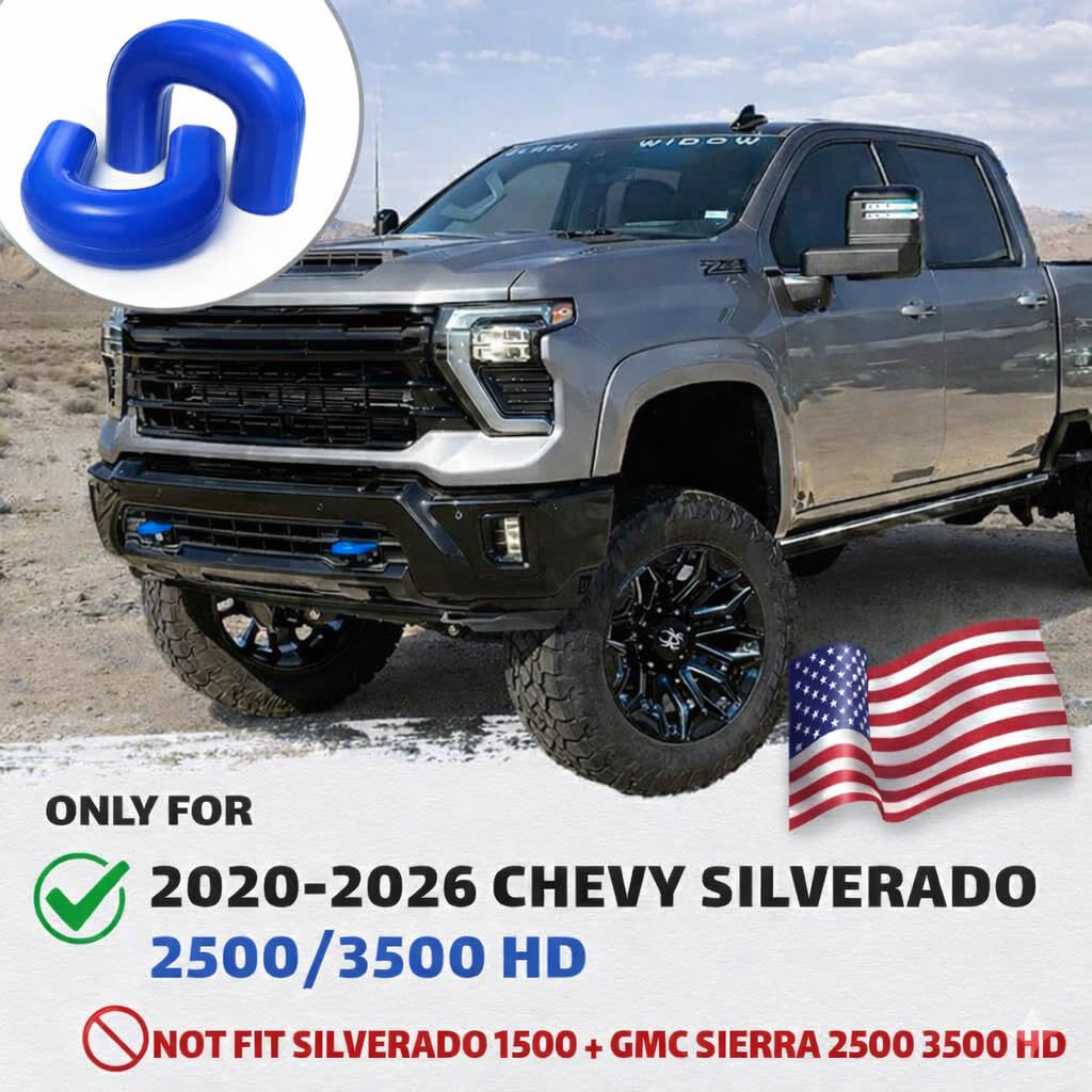 Coperture per gancio di traino compatibili con Chevy Silverado 2500/3500 HD 2020-2026, gomma siliconica, rosso e bianco, design di aggiornamento (blu)
