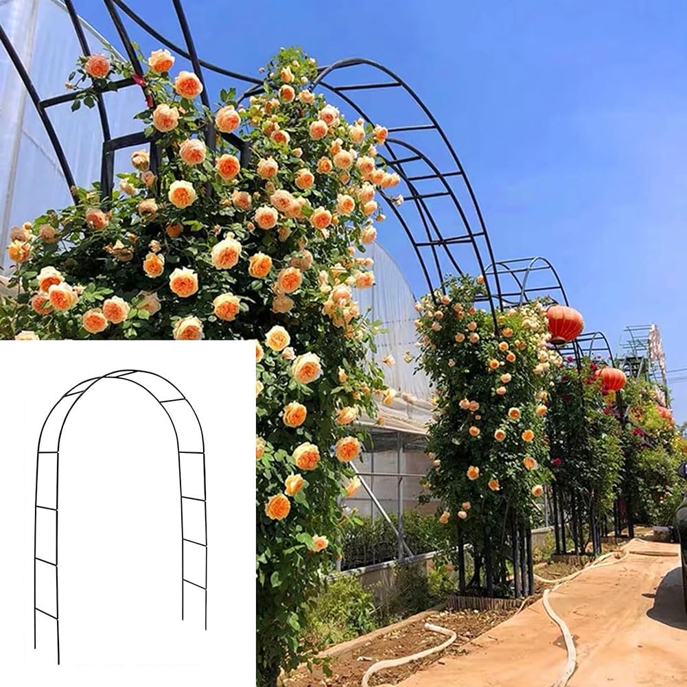 Arco de jardín blanco decorativo para crear románticos senderos con rosas y plantas trepadoras