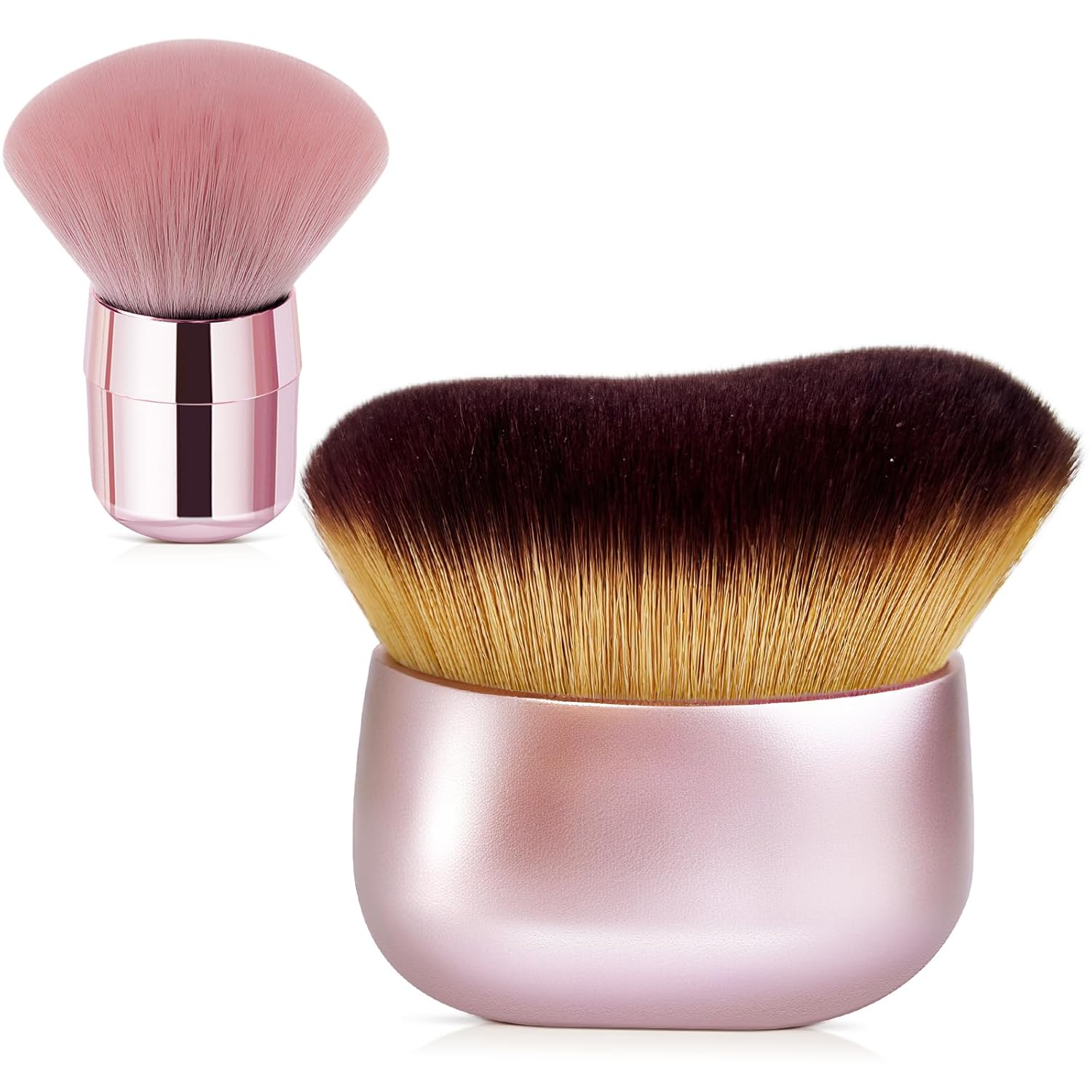 juman 2 Pcs Extra Large Body Makeup Brush Set for Self Tanner – 80mm & 65mm Wide Head Ultra-Soft Kabuki Makeup Brush, Leg Makeup &Bronzer Blend, Wet and Dry (Rose Gold)