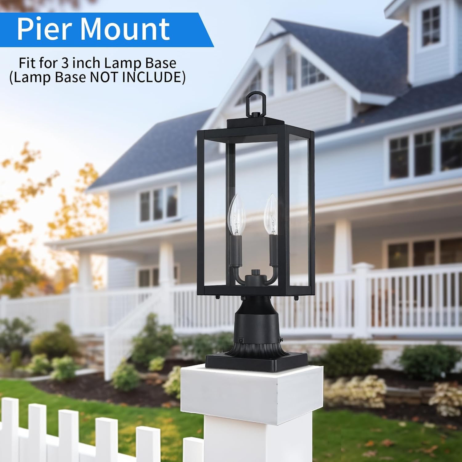 Map Post Light Fixture Hardwired Pillar Lantern 18