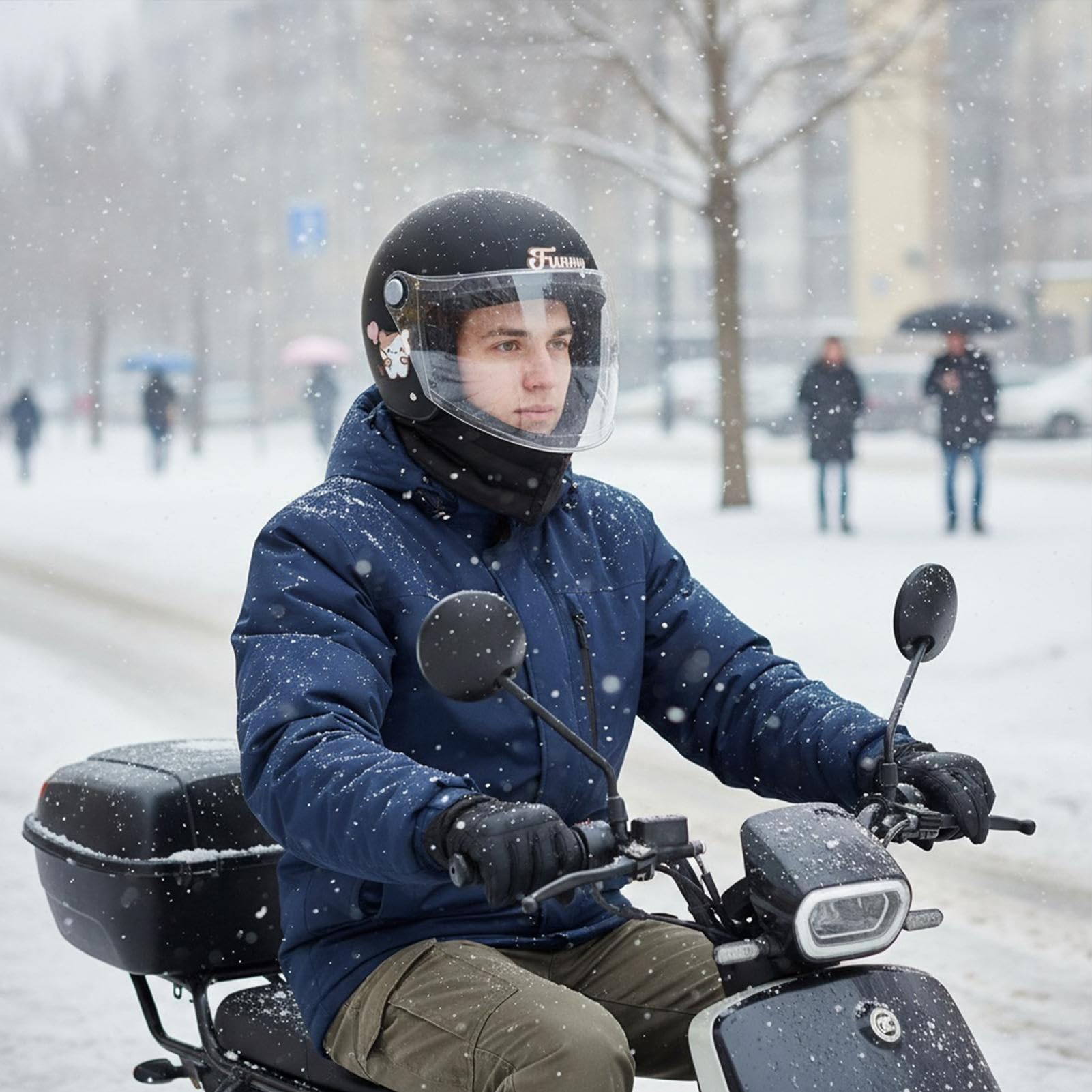 Kask do hulajnogi elektrycznej, wiatroszczelna, termiczna osłona szyi, osłona ochronna na uderzenia, regulowany sprzęt bezpieczeństwa, lekka osłona amortyzująca wstrząsy do jazdy zimowej, roweru