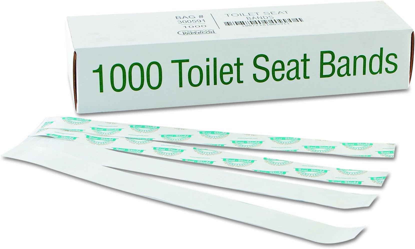 Packaging Dynamics Bagcraft 300591 Sani/Shield Printed Toilet Seat Band, Paper, Blue/White, 16" Wide x 1-1/2" Deep (Case of 1000)