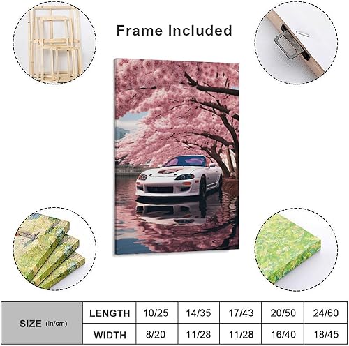 Miniatura 2 de Cherry Blossoms Car 90s Retro Sup Car Poster Canvas Wall Aesthetic Posters Room Decor Wall Painting Prints Gallery Room Wall Decor for Bedroom