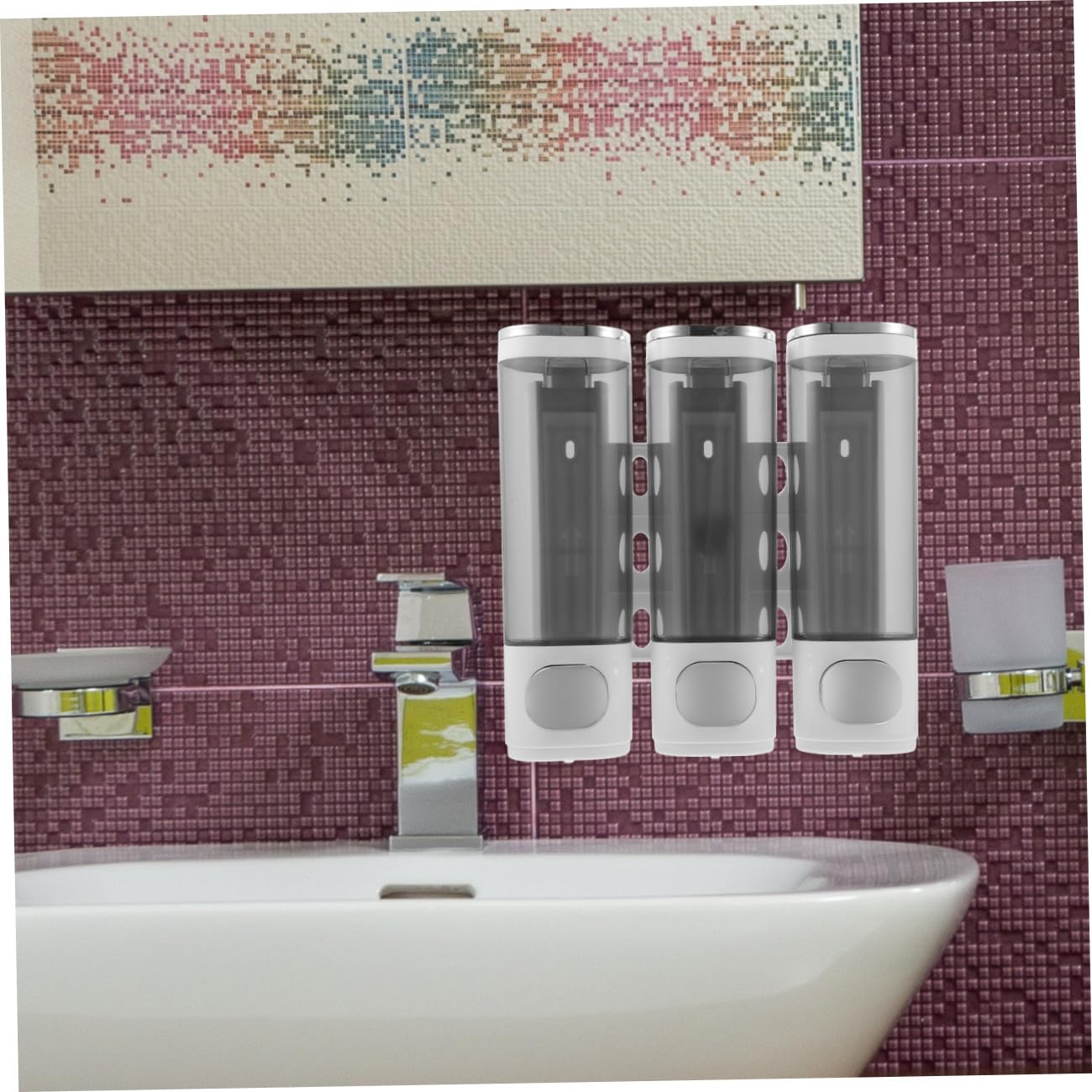Dispensador de Jabón de Pared para Baño de 3 Cámaras Abs