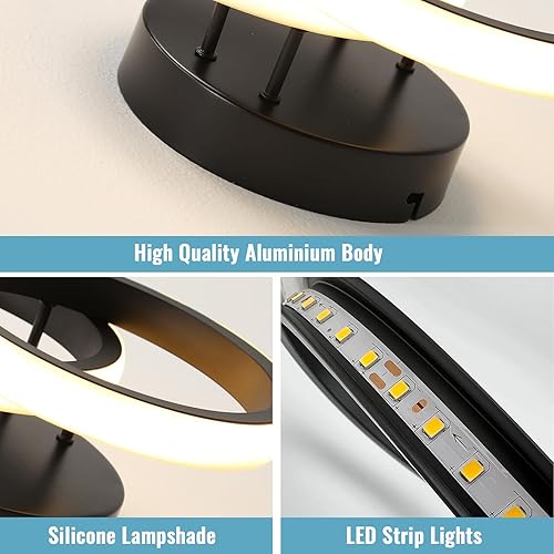 Miniatura 6 de CANEOE Lámpara de techo LED para pasillo, lámpara de techo moderna de montaje empotrado negro con control remoto, luz de pasillo pequeña, accesorios