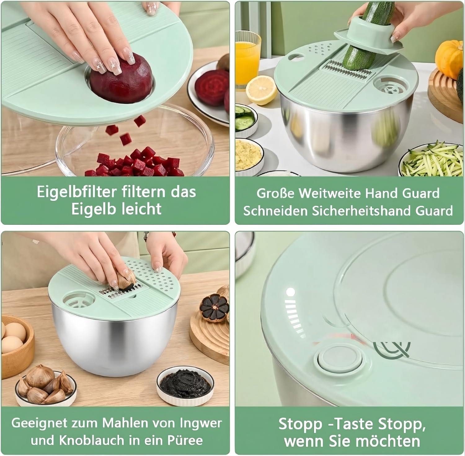 5L Essoreuse à Salade-Acier Inoxydable, Grande Spinner a Salade avec Couvercle, Salad Spinner pour Laver et Bouton, Base Antidérapante, Utilisée pour Nettoyer, Légumes, Sécher,Couper les Salades