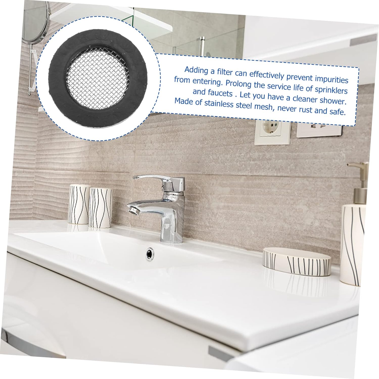 20Pcs Rubber Gasket with Stainless Steel Mesh Shower Head Filter for Plumbing Faucet Replacement Part Sink Strainer Hose Seal Washers