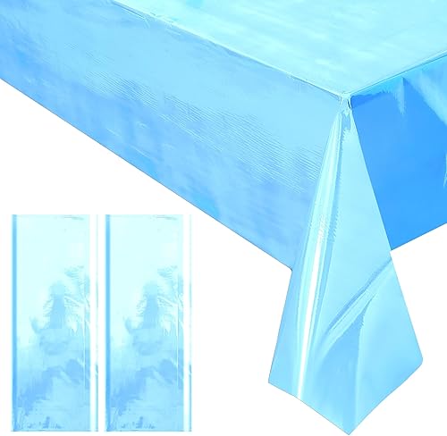 Miniatura 15 de 2 piezas de mantel de iridiscencia rosa - 40 x 108" (101,6 x 274 cm) Mantel desechable brillante de láser - Manteles de plástico con purpurina -