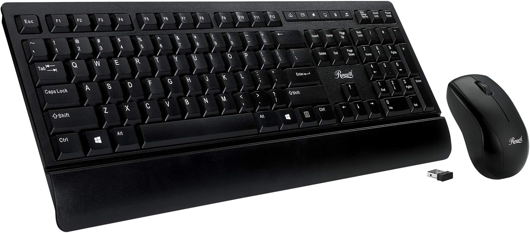 Rosewill Wireless Office Keyboard Mouse Combo, Long Battery Life, Slim Sleek Ergonomic and Comfortable - RKM-1000